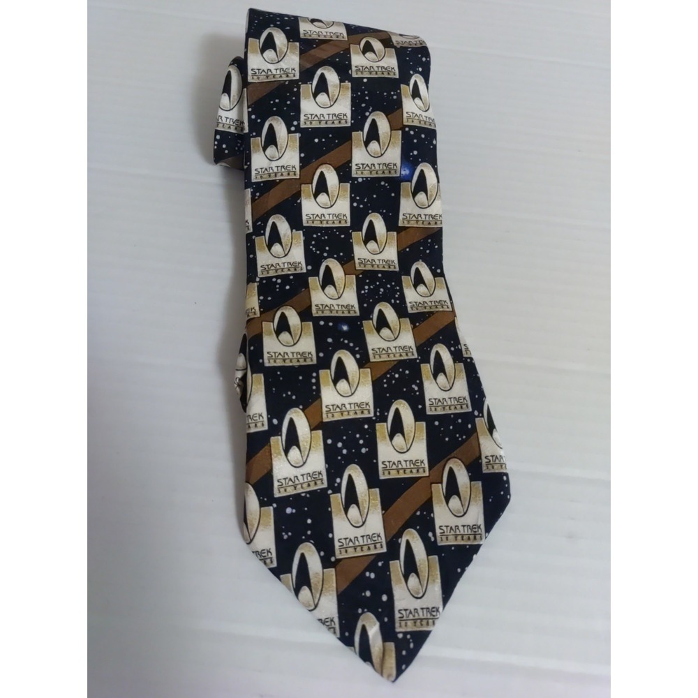 RM‎ Style Star Trek Voyager 1996 Black Gold Starfleet Delta Classic 58" Silk Tie